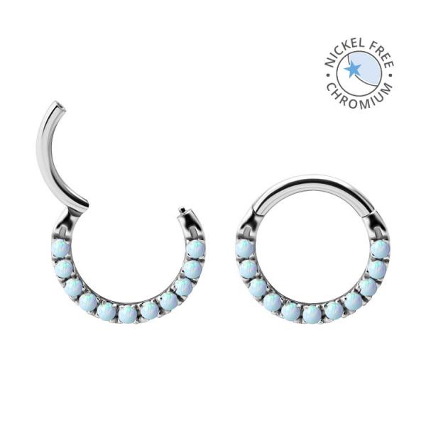 CoCr NF FRONT FACING HINGED CLICKERS SET W. LAB CREATED OPAL