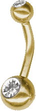 24K GOLD PVD SS316L DOUBLED JEWELLED BABY BANANAS (BIG STONE)