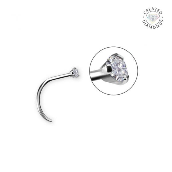TITANIUM NOSE STUDS W. PRONG SET LAB CREATED DIAMOND