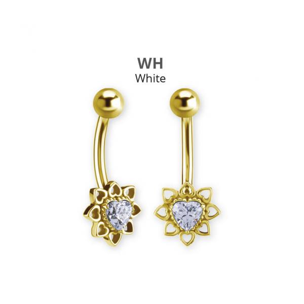 24K GOLD PVD SS316L INTERNAL BELLY BANANA SET W. PREMIUM ZIRCONIA