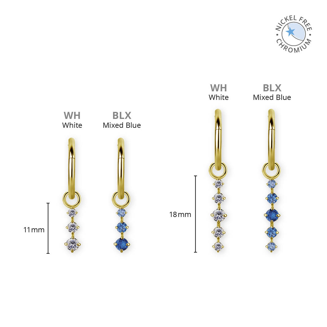 18K GOLD PVD CoCr NF CHARM FOR HINGED SEGMENT RINGS SET W. PREMIUM ZIRCONIA