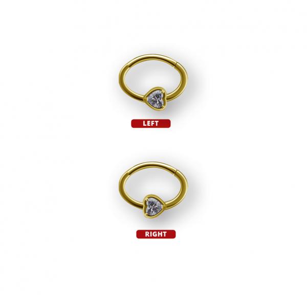 24K GOLD PVD SS316L HINGED SEPTUM/DAITH CLICKER SET W. CUBIC ZIRCONIA