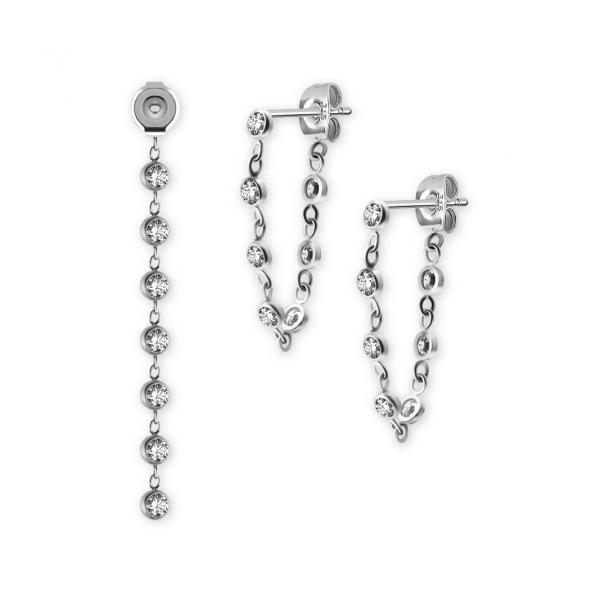 SS316L BEZE SET W. CUBIC ZIRCONIA EARRING