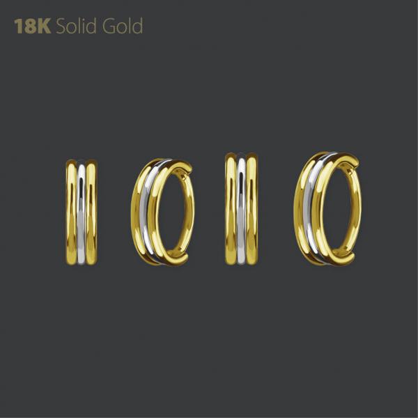 18K TWO TONE GOLD 3 ROW HINGED RING