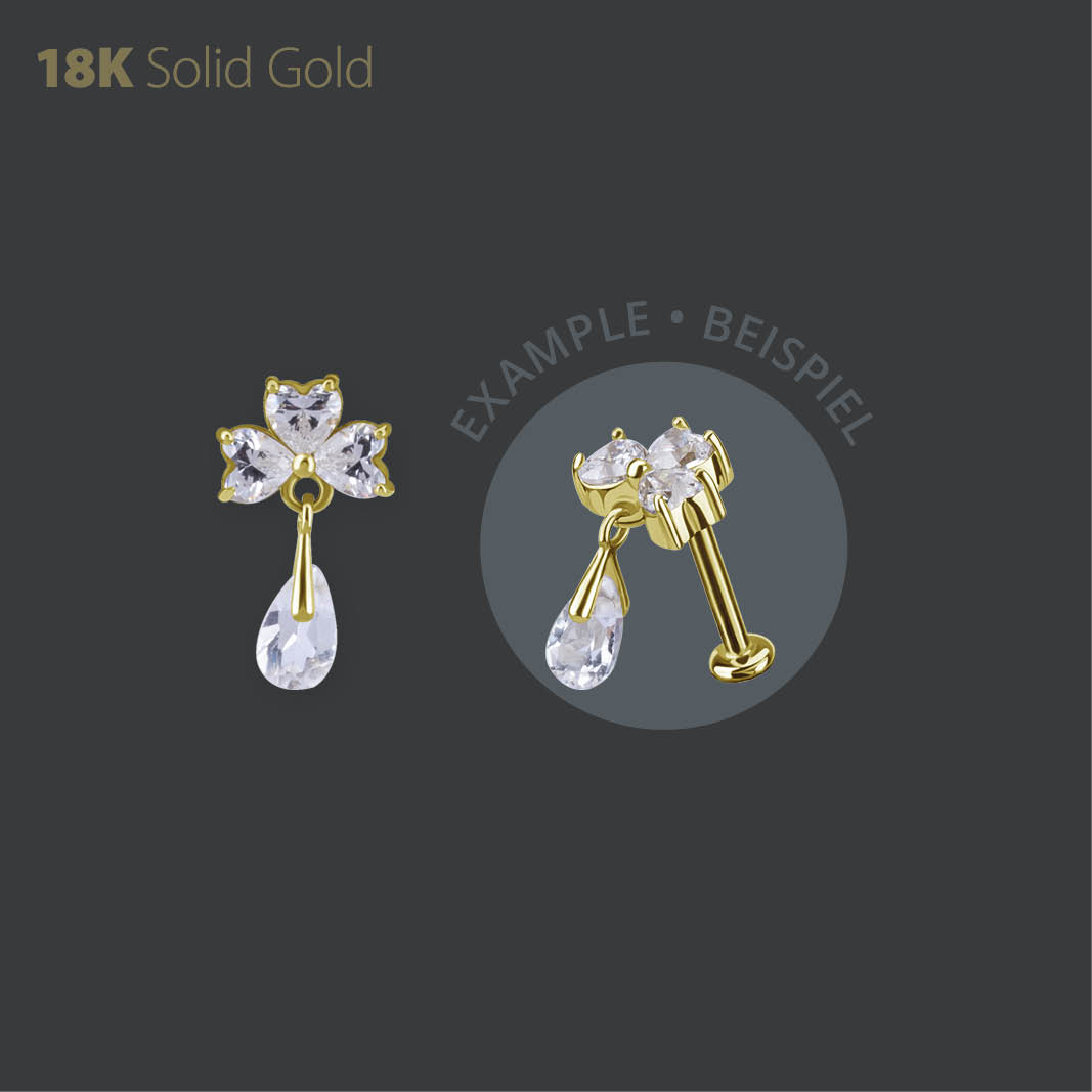 18K GOLD INTERNAL MICRO ATTACHMENT SET WITH PREMIUM ZIRCONIA AND GENUINE TOPAZ DANGLE