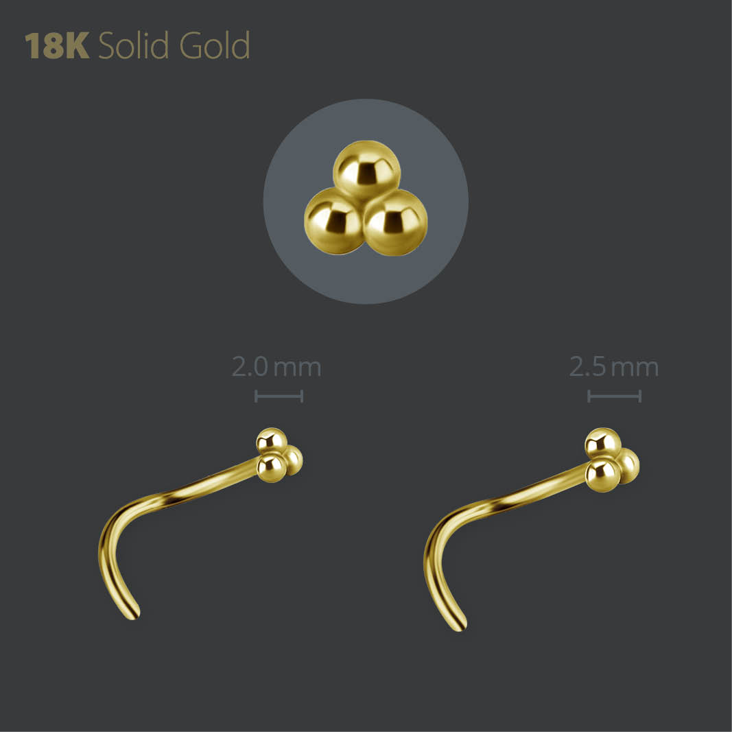 18K GOLD TRINITY NOSE STUD