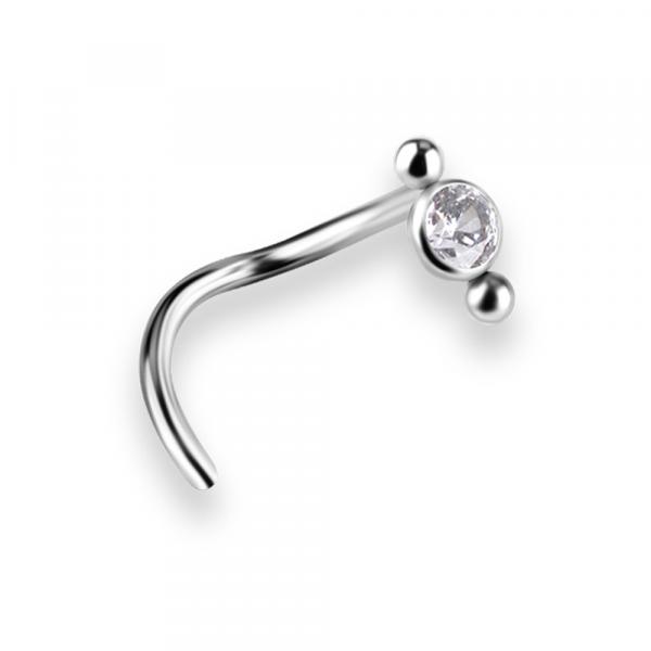 TITANIUM CURVED DISC NOSE STUDS SET W. PREMIUM ZIRCONIA