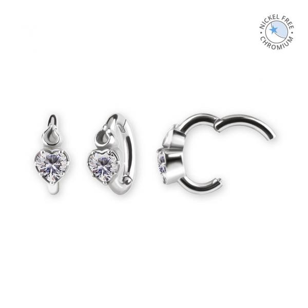 CoCr NF OVAL BELLY CLICKER SET W. HEART CUBIC ZIRCONIA