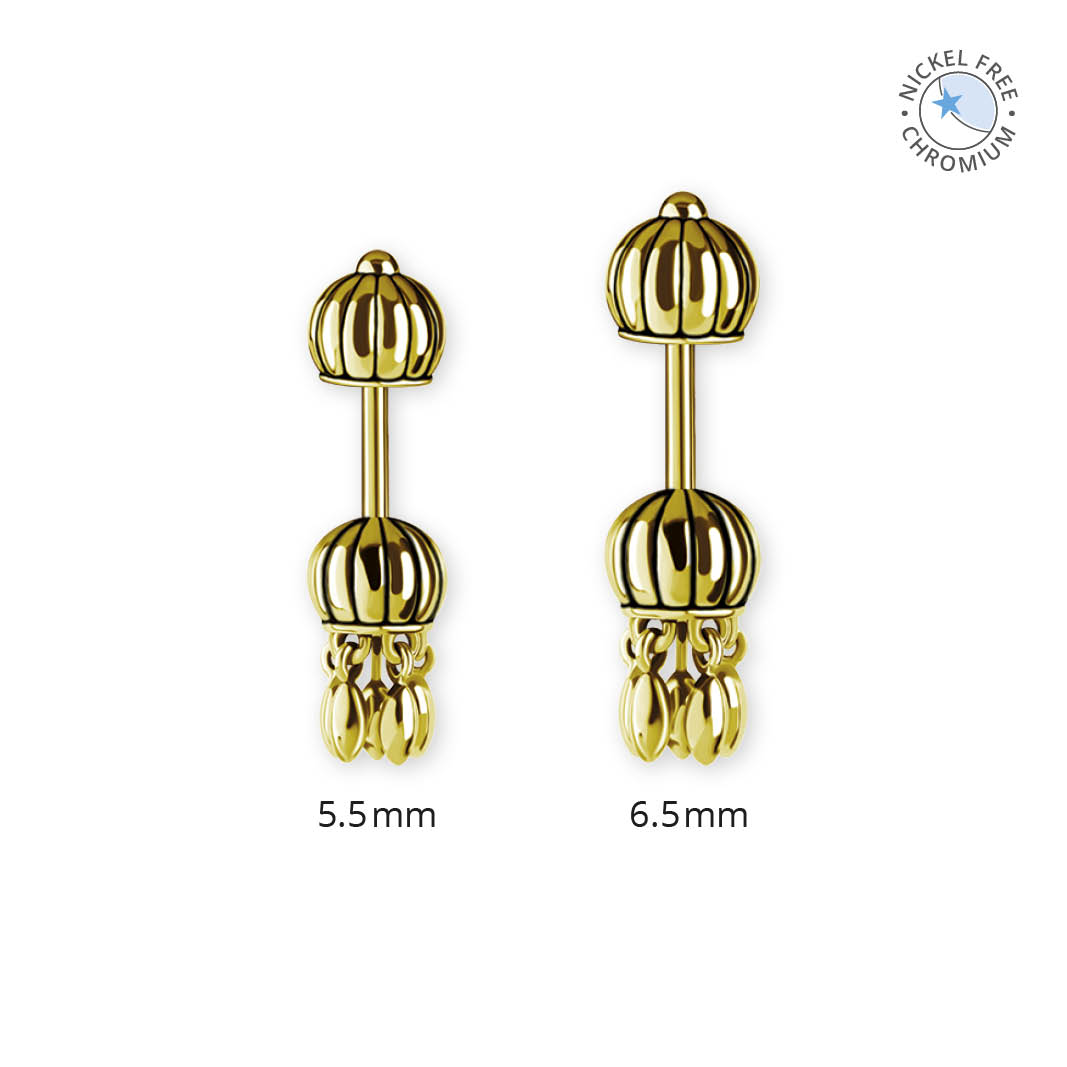 18K GOLD PVD CoCr NF TITANIUM VERTICAL HELIX BARBELL