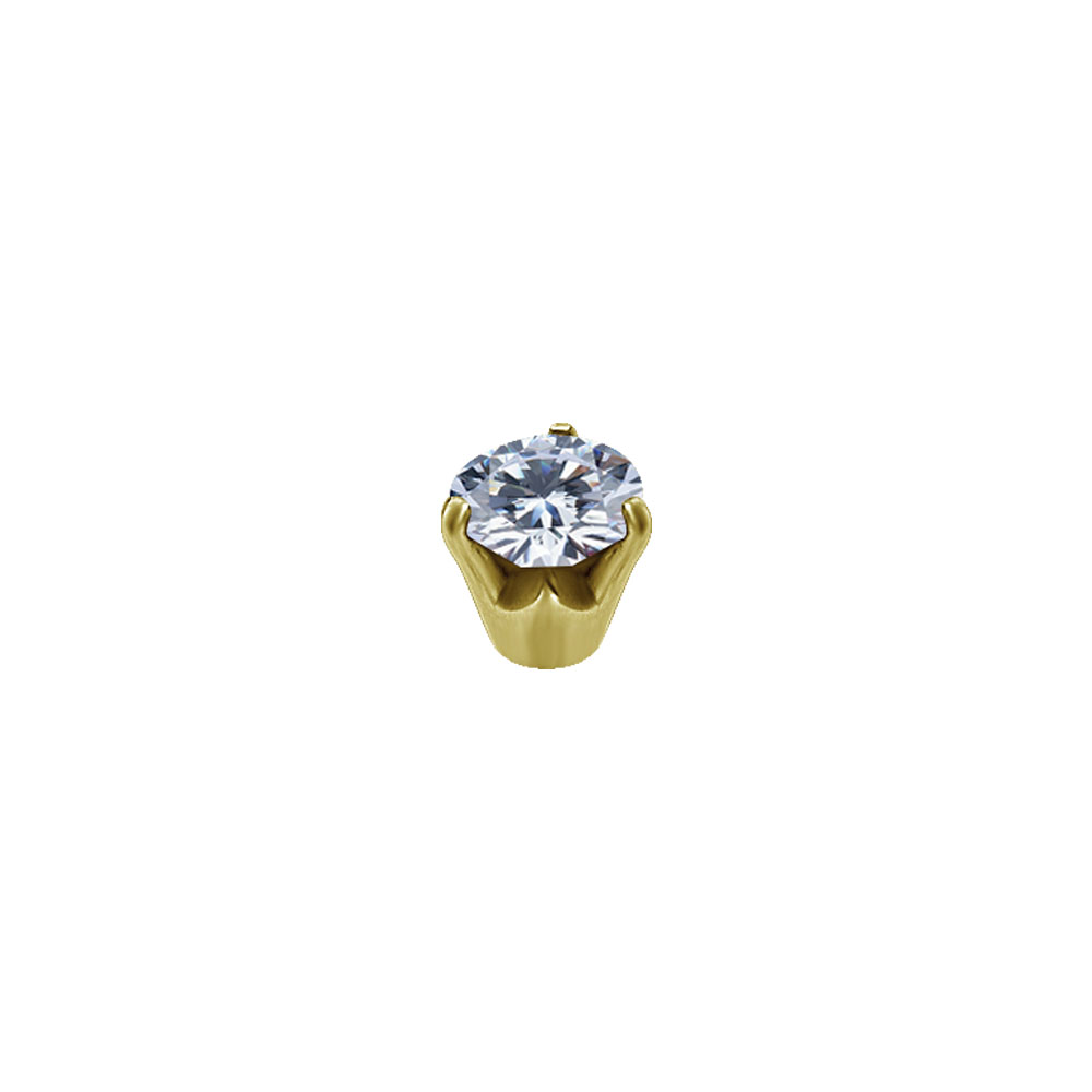 24K GOLD PVD BALL WITH ROUND PREMIUM ZIRCONIA, PRONG SET
