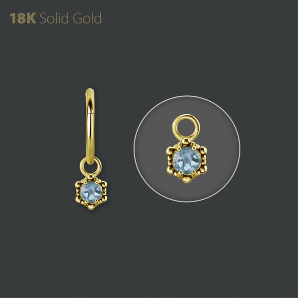 18K GOLD CHARM SET GENUINE BLUE TOPAZ