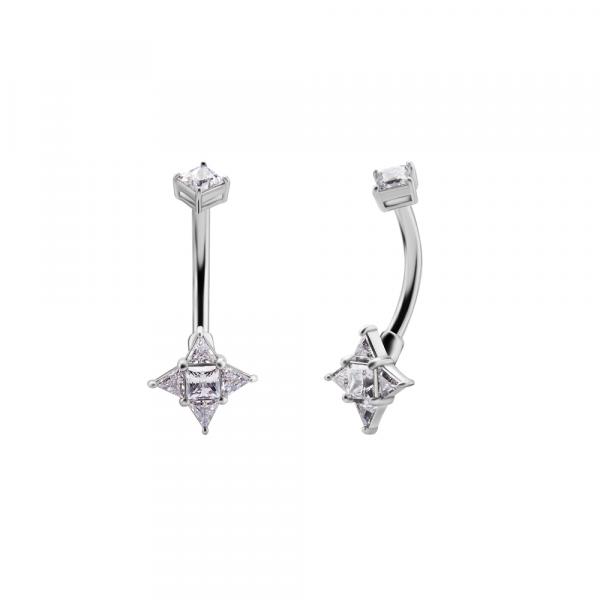 SS316L DOUBLE JEWELLED BELLY BANANAS SET W.PREMIUM ZIRCONIA