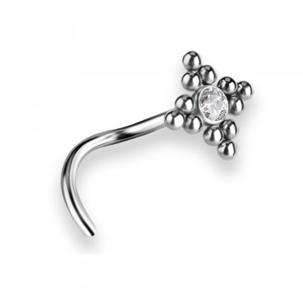 TITANIUM CURVED DISC NOSE STUDS SET W. PREMIUM ZIRCONIA