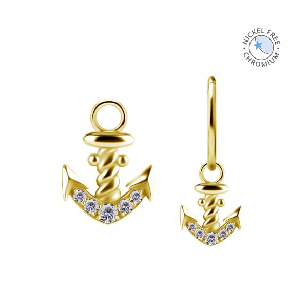 18K GOLD PVD CoCr NF ANCHOR FOR HINGED RINGS SET W.PREMIUM ZIRCONIA