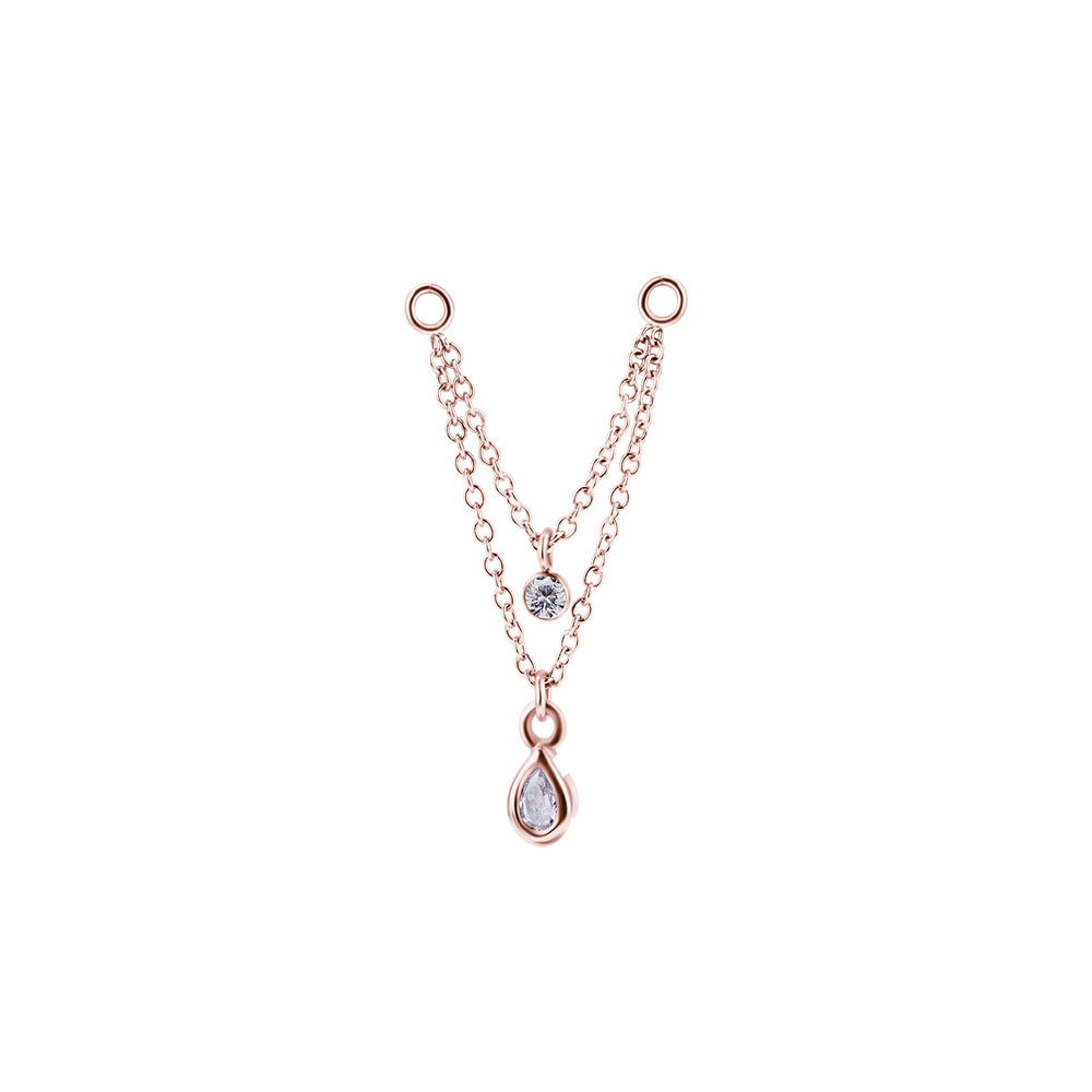 ROSE GOLD PVD SS316L CONNECTING CHAINS FOR SBCR05RG WITH BEZEL SET CUBIC ZIRCONIA