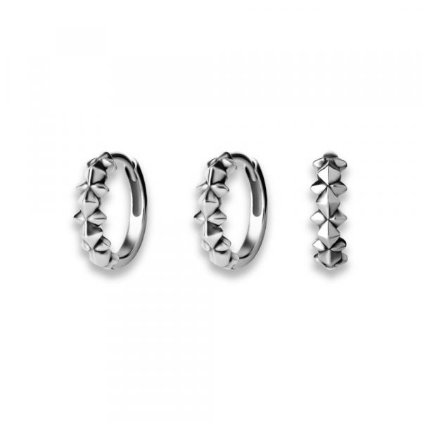 SS316L HOOP EARRINGS (PYRAMIDS & SPIKES) (PAIR)