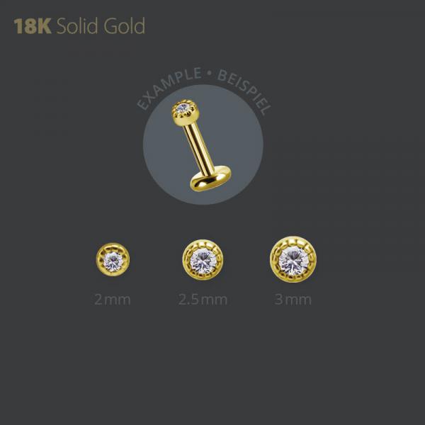 18K GOLD THREADLESS ATTACHMENT SET W. PREMIUM ZIRCONIA