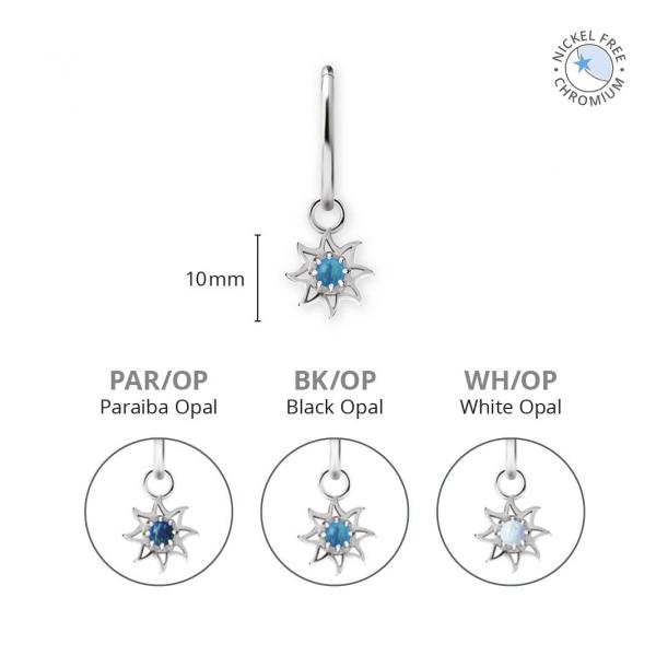 CoCr NF SUN CHARMS SET W. LAB CREATED OPAL
