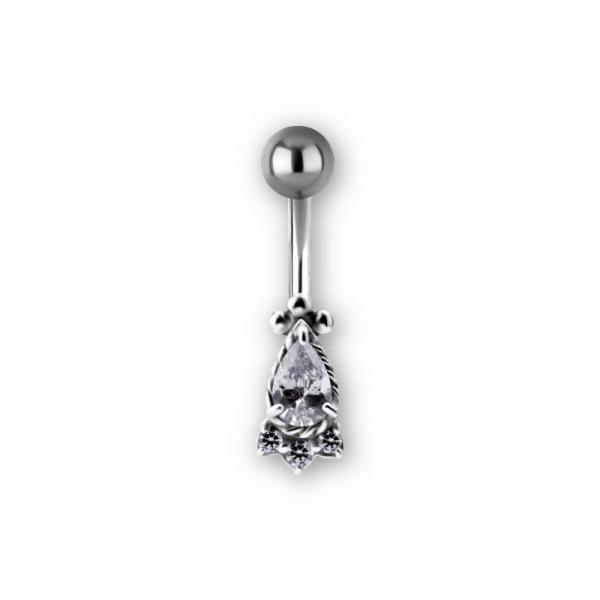 SS316L TRIBAL BELLY BANANA SET W. CUBIC ZIRCONIA