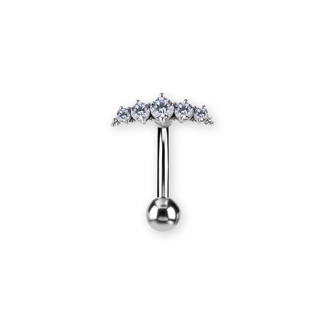 SS316L BELLY BANANA SET W. PREMIUM ZIRCONIA