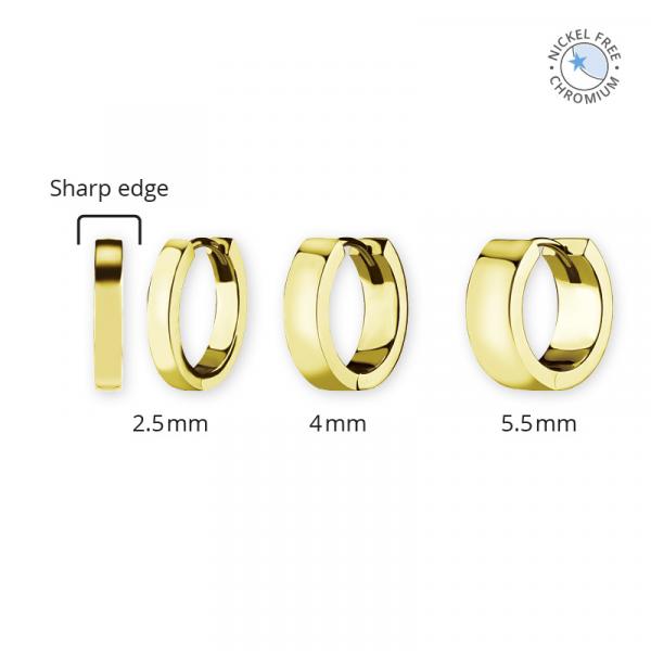 18K GOLD PVD CoCr NF HOOP EARRINGS (SQUARE PROFILE)  (PAIR)