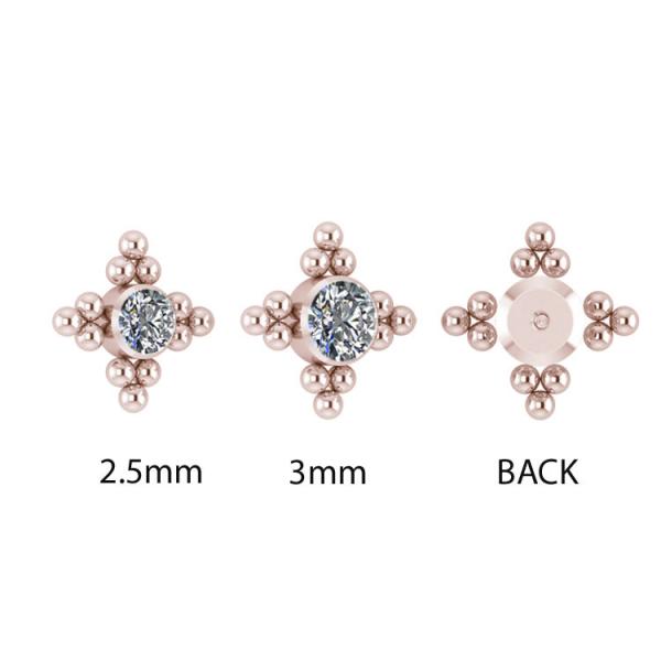 ROSE GOLD PVD TITANIUM CLUSTER INTERNAL MICRO ATTACHMENT SET W. PREMIUM CRYSTALS