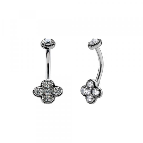 SS316L DOUBLE JEWELLED BELLY ‚BANANAS SET W.PREMIUM ZIRCONIA