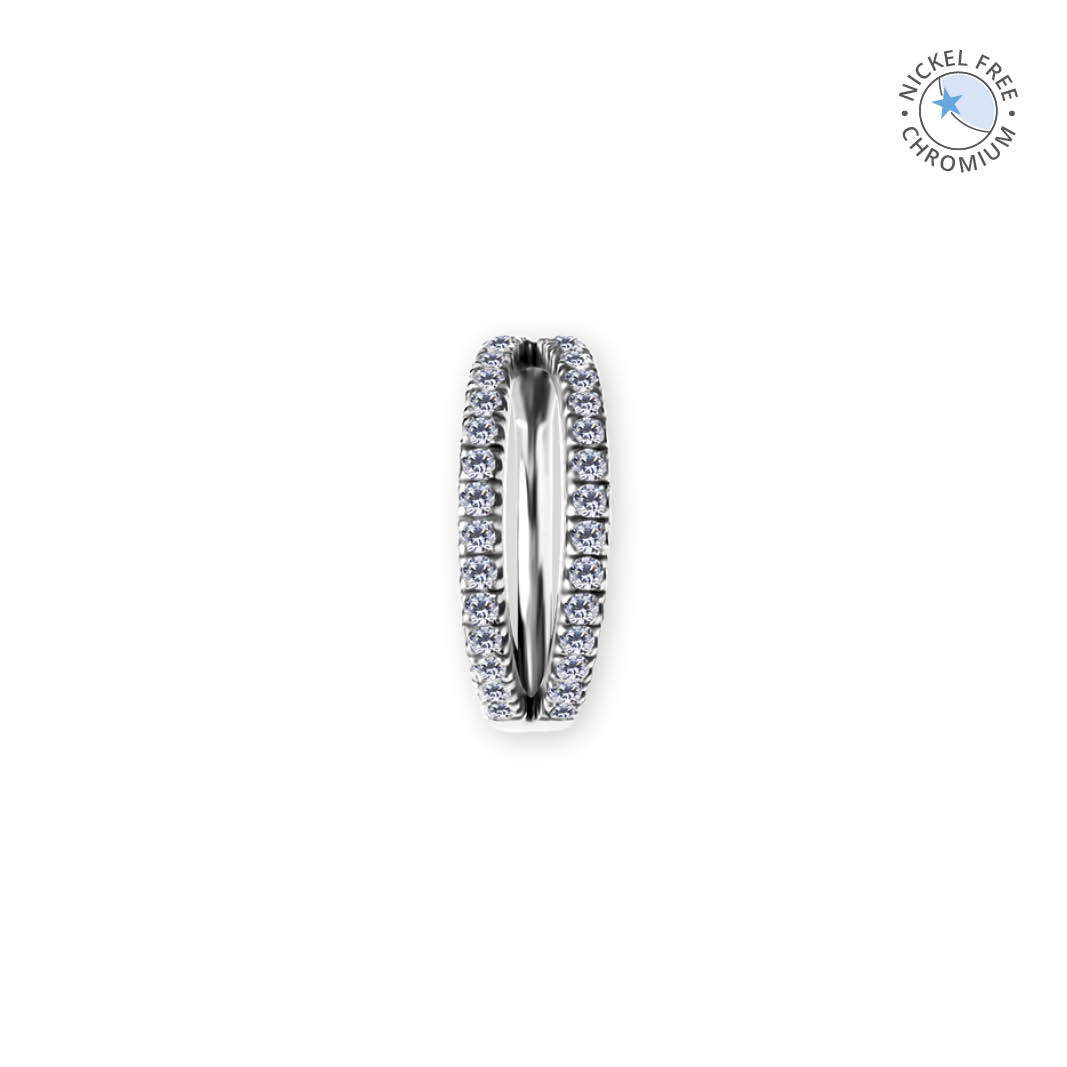 CoCr NF HINGED RING MICRO PAVE TWO ROW SET W. PREMIUM ZIRCONIA