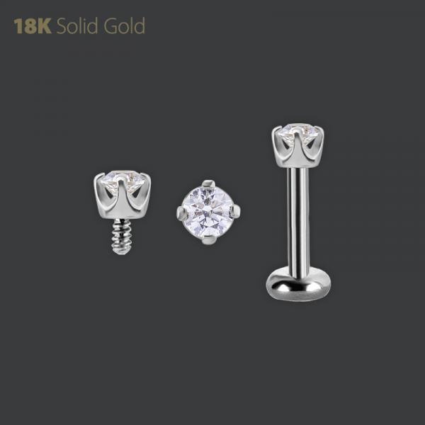 18K WHITE GOLD INTERNAL MICRO ATTACHMENT SET W. PREMIUM ZIRCONIA