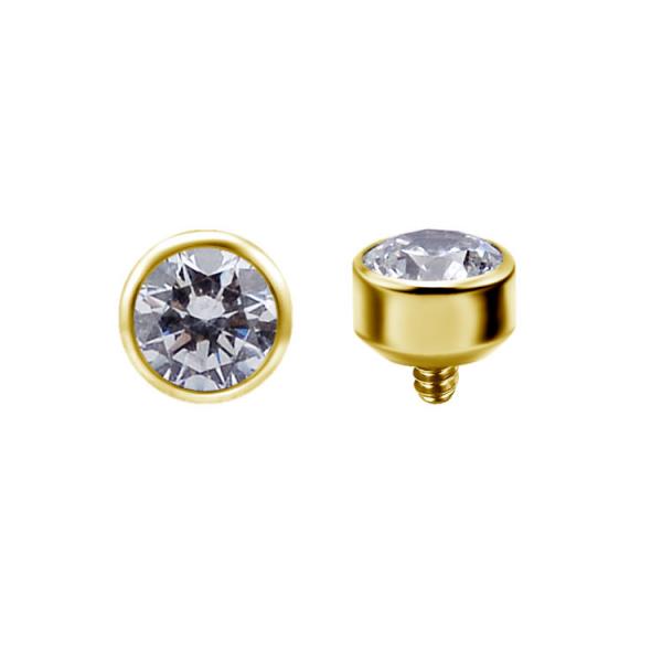 24K GOLD PVD TITANIUM DISC SET W. PREMIUM ZIRCONIA