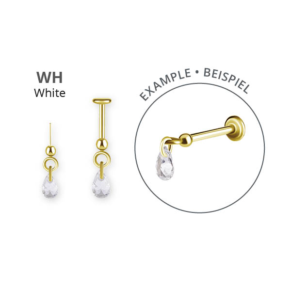24K GOLD PVD TITANIUM THREADLESS HIDDEN HELIX DANGLE ATTACHMENTS