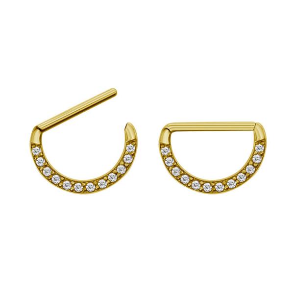 24K GOLD PVD SS316L JEWELLED NIPPLE CLICKER SHIELD (CZ SETTING)