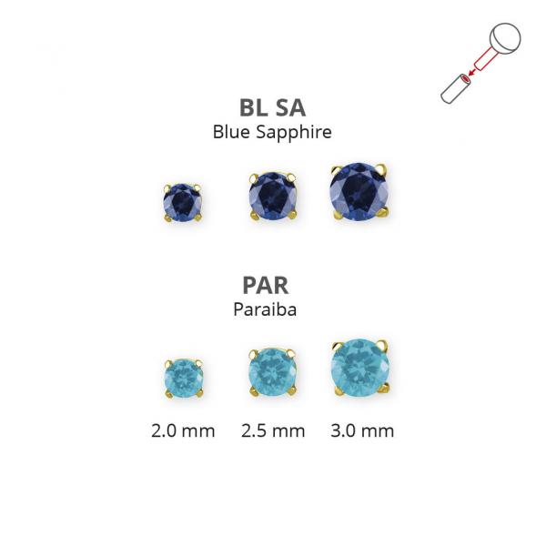 24K GOLD PVD TITANIUM THREADLESS ATTACHMENT SET W. LAB CREATED GEMSTONE