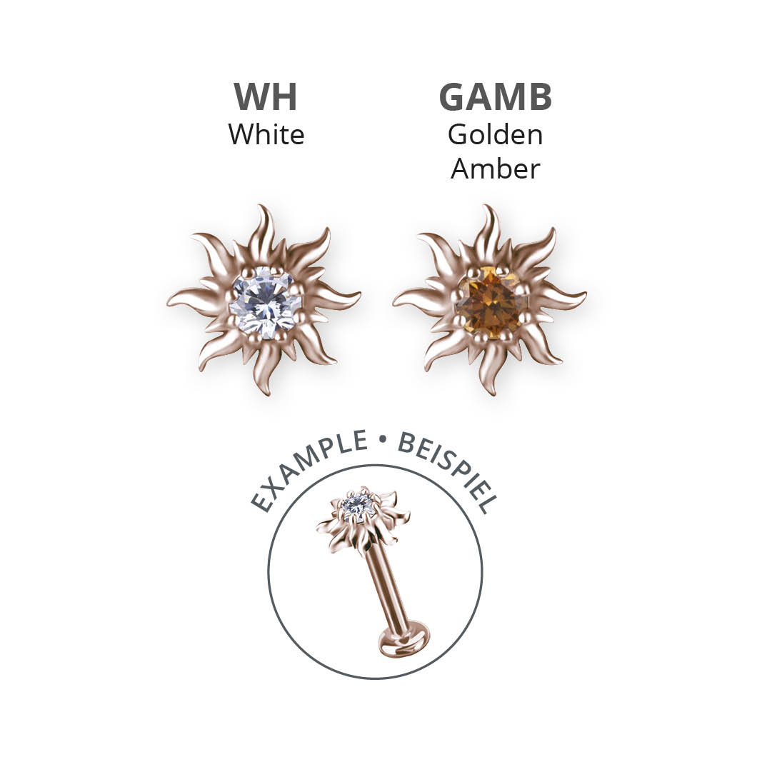 ROSE GOLD PVD SS316L THREADLESS EYE OF HORUS ATTACHMENT SET W.PREMIUM ZIRCONIA