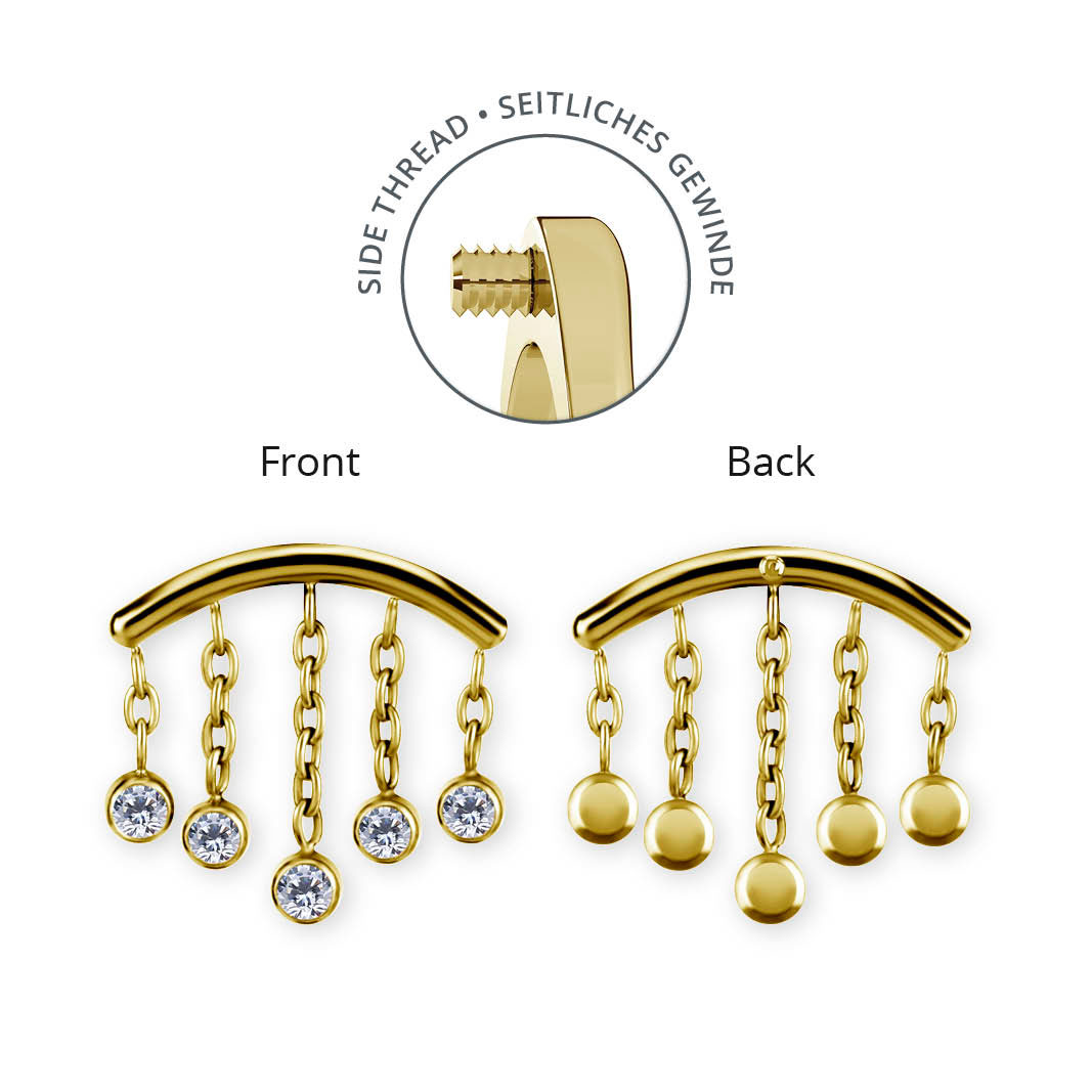 24K GOLD PVD TITANIUM INTERNAL MICRO ATTACHMENT FOR FLAT HELIX SET W PREMIUM ZIRCONIA