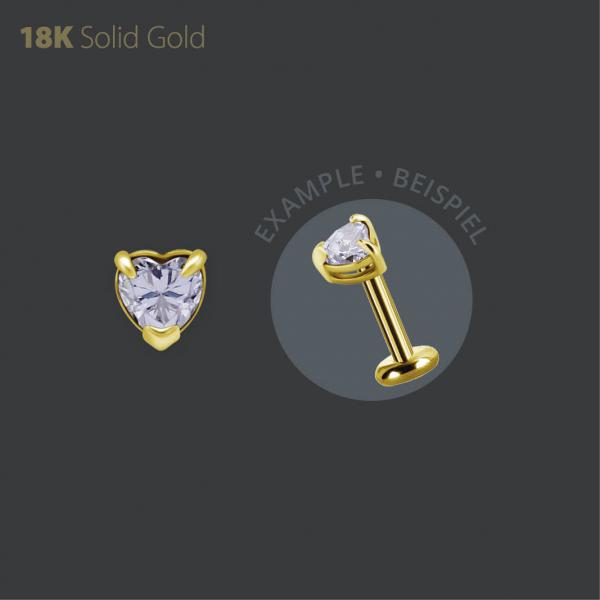 18K GOLD INTERNAL ATTACHMENT SET WITH HEART SHAPE PREMIUM ZIRCONIA