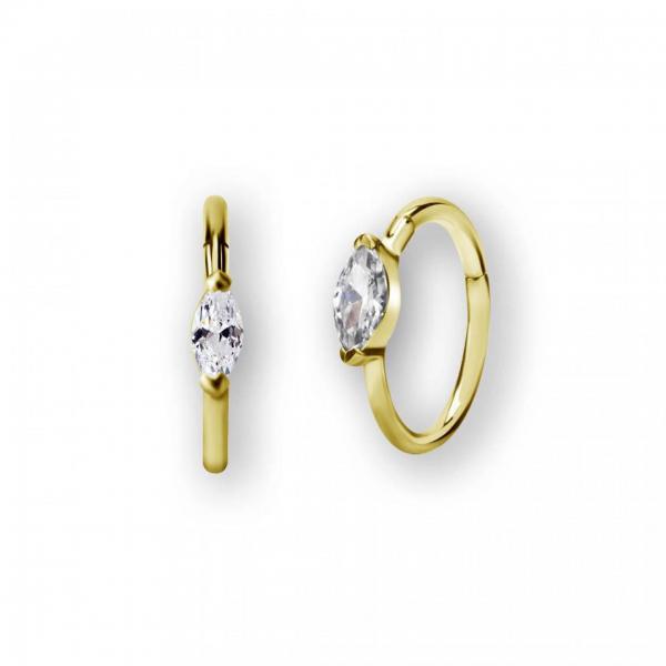 24K GOLD PVD SS316L HINGED RING  SET W. MARQUISE CUBIC ZIRCONIA