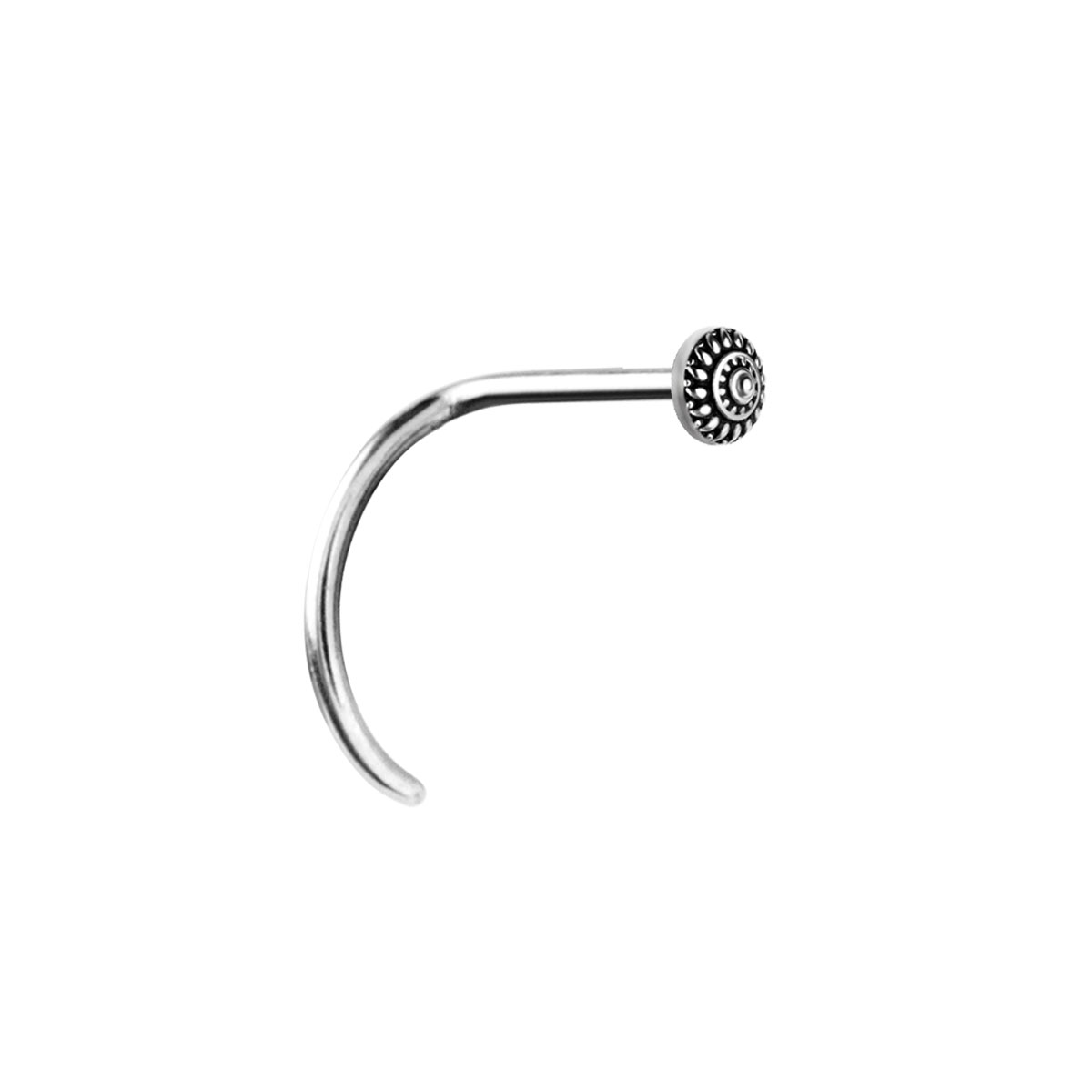 SS316L CURVED NOSE STUD (TRIBAL DESIGN)