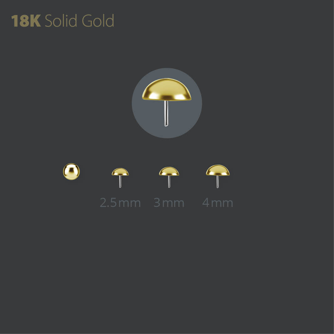 18K GOLD THREADLESS DOMED DISC ATTACHMENT