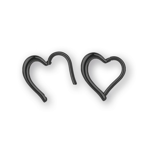 BLACK PVD SS316L HINGED RING HEART SHAPE