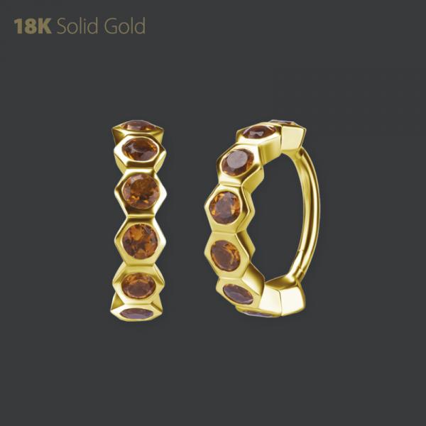 18K GOLD HINGED SEGMENT RING SET W. GENUINE CITRINE