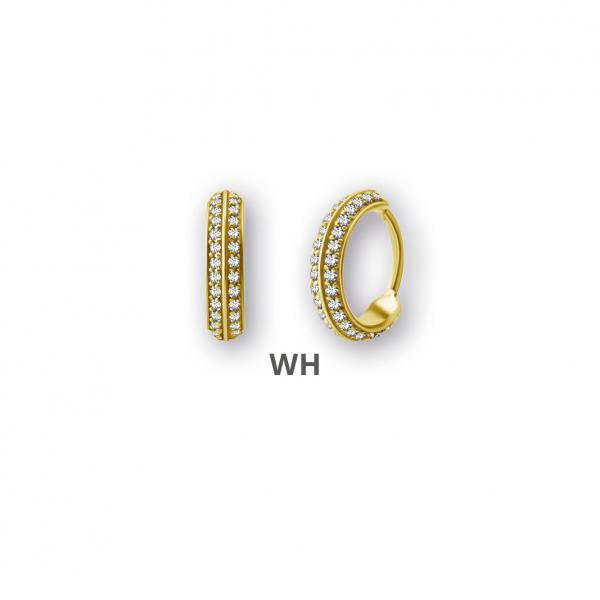 24K GOLD PVD SS316L HINGED RING CLICKER SET W.CUBIC ZIRCONIA