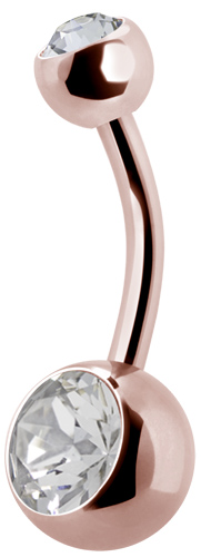 ROSE GOLD PVD TITANIUM DOUBLE JEWELLED BELLY BANANAS
