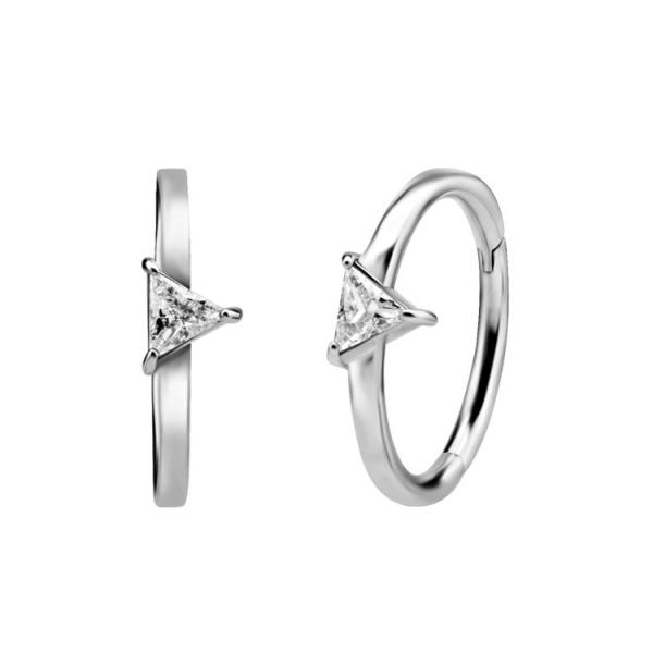 SS316L HINGED RING SET W. TRIANGLE CUBIC ZIRCONIA