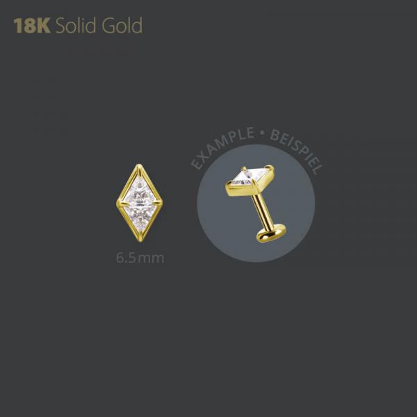 18K GOLD THREADLESS ATTACHMENT SET WITH TRIANGLE PREMIUM ZIRCONIA