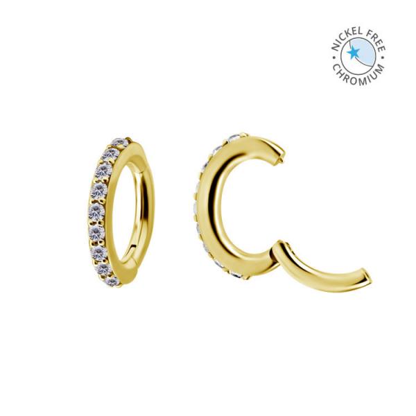 18K GOLD PVD CoCr NF OVAL BELLY CLICKER SET W. PREMIUM ZIRCONIA