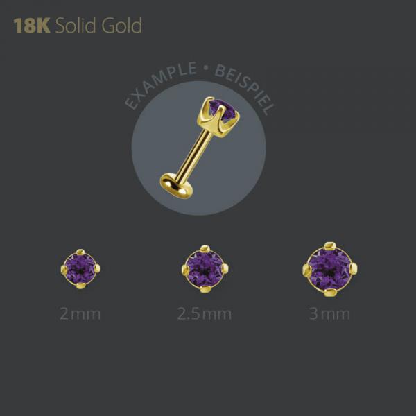 18K GOLD INTERNAL MICRO ATTACHMENT SET W. GENUINE DARK AMETHYST
