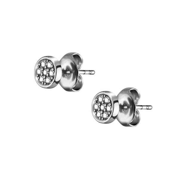 ROUND EAR STUDS W.PAVE'SET CUBIC ZIRCONIA (PAIR)