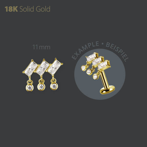 18K GOLD THREADLESS  ATTACHMENT SET W. PREMIUM ZIRCONIA
