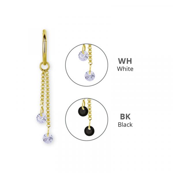 24K GOLD PVD SS316L CHAIN CHARM FOR HINGED RINGS